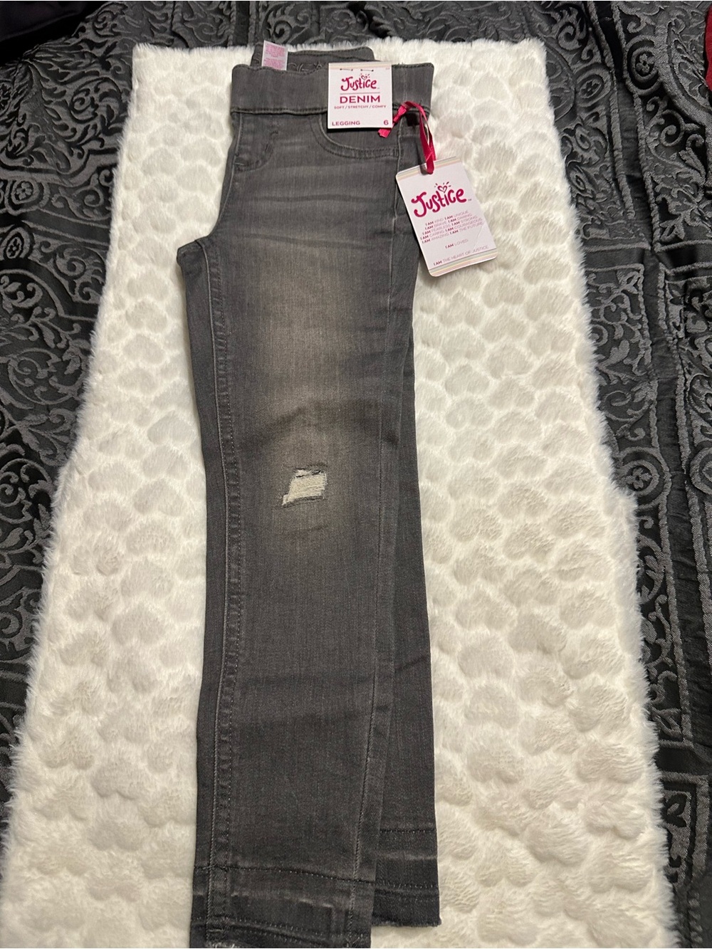 Justice Girls Gray Skinny Jeans with Subtle Distress